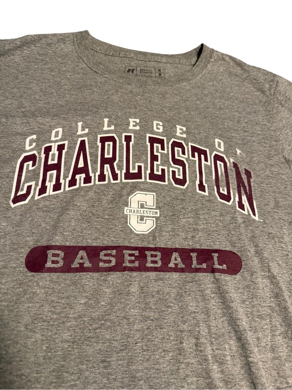 College of Charleston Baseball Russell Athletic SS Gray Tee T Shirt Unisex